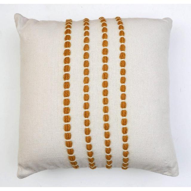 20"X20" Wanda Yarn Stitch Woven Cotton Pillow Yellow - Decor Therapy