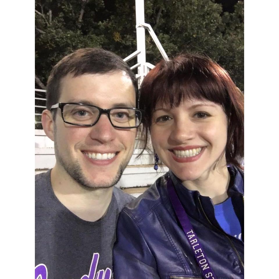 One of our first dates, when I first started teaching high school Spanish. We're at a stadium near Eastern Hills HS in Fort Worth watching the football game.