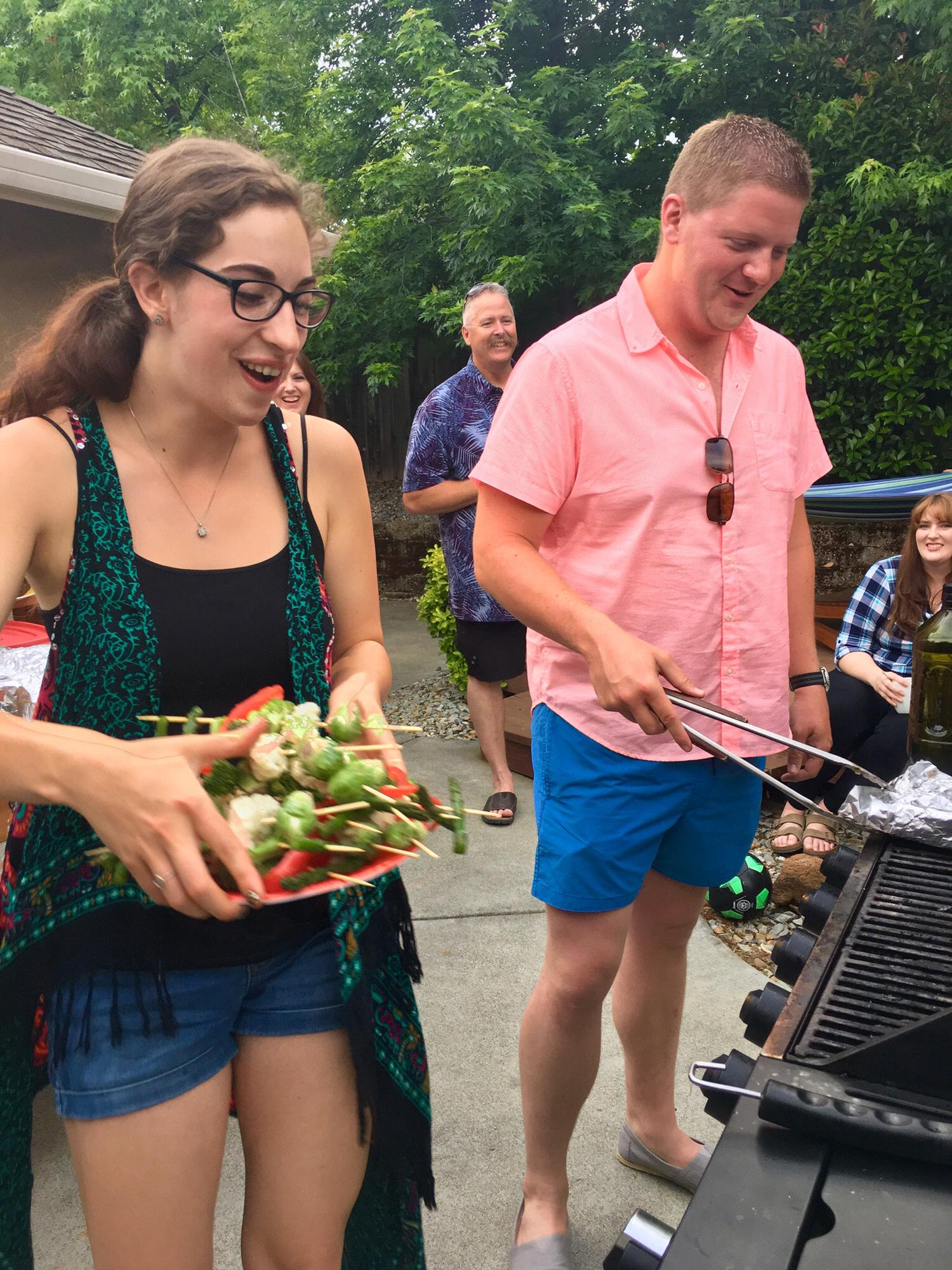 Getting dinner ready the first time our families met!