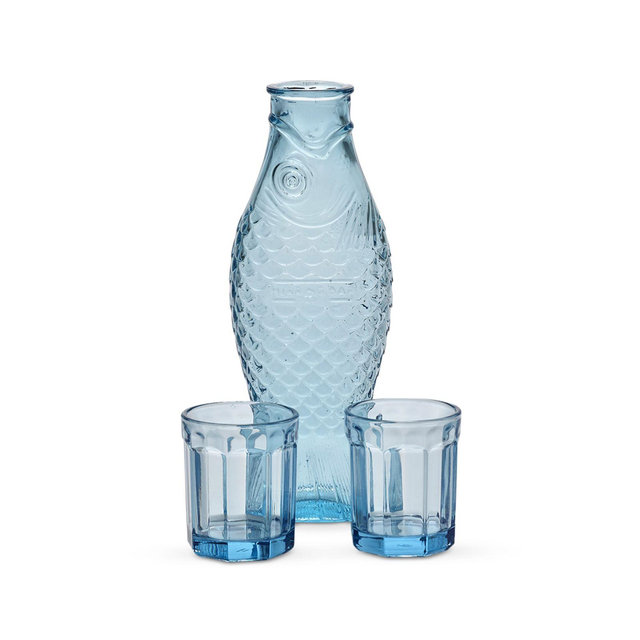 Serax Fish Carafe and Two Tumbler Glass Set