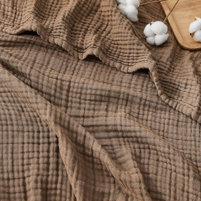 EMME Cotton Muslin Twin Blanket Breathable Gauze Blanket Soft Lightweight Blankets Adults Gifts for Women (Brown, 60"x80")
