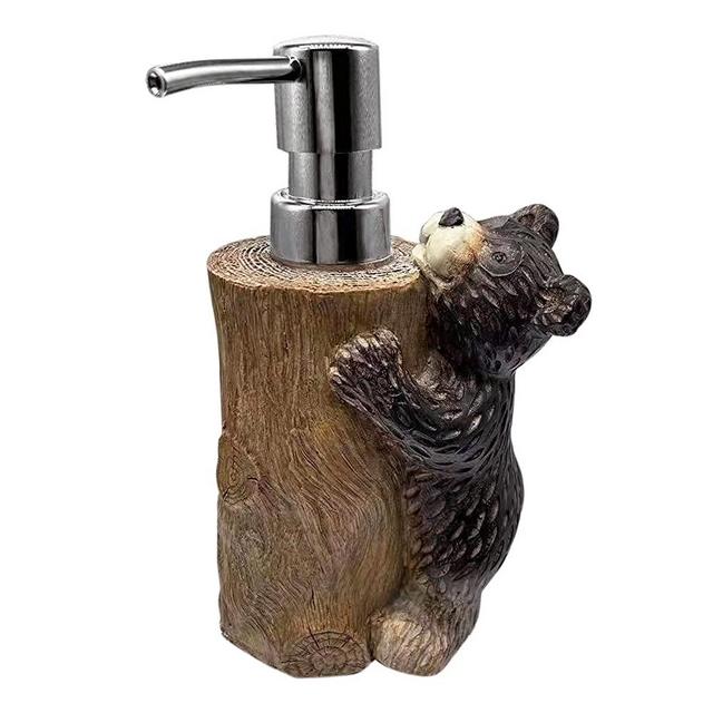 Newsparkle Black Bear Soap Dispenser, Cabin Soap Dispenser,Bear Bathroom Decor,12 oz