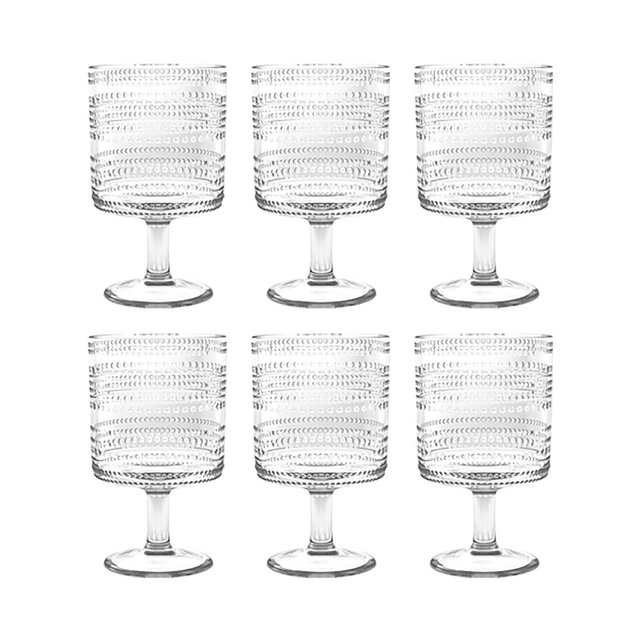 Abode Homewares Beaded Stacking Goblets 14.8 oz, Set of 6