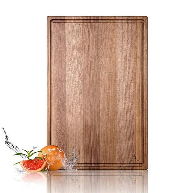 Befano Large Rectangular Black Walnut Wood Cutting Board for Kitchen with Deep Juice Groove,as Cheese Board,Butcher Block, Serving Tray, Chopping Board for Meat,Vegetables,Bread,Ideal gift for Him,Her