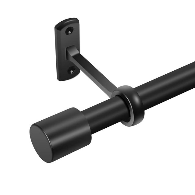 Curtain Rods for Windows 48 to 86 Inches, Adjustable 1 Inch Black Curtain Rod for Outdoor Indoor, Modern Heavy Duty Drapery Rod, Room Divider, All Metal, Easy Install