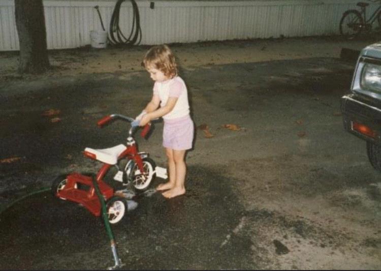 Rachael washing her "car"