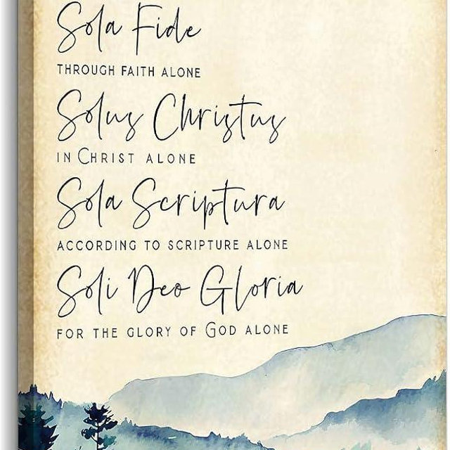 The 5 Solas Bible Scripture Wall Art Vintage Posters Art Prints Decoration Living Room Canvas Painting for Bedroom Contemporary Pictures (16x24inch(40x60cm),Unframed)