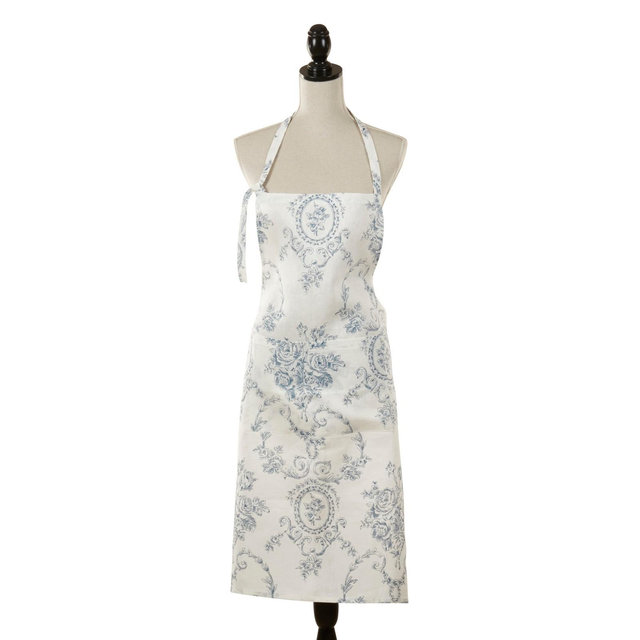 Saro Lifestyle Charming Toile Floral Apron, 28"x35", Blue