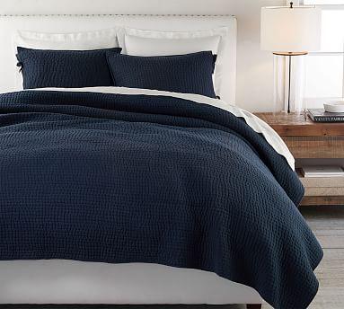 Pick-Stitch Handcrafted Quilt, Full/Queen, Midnight Blue