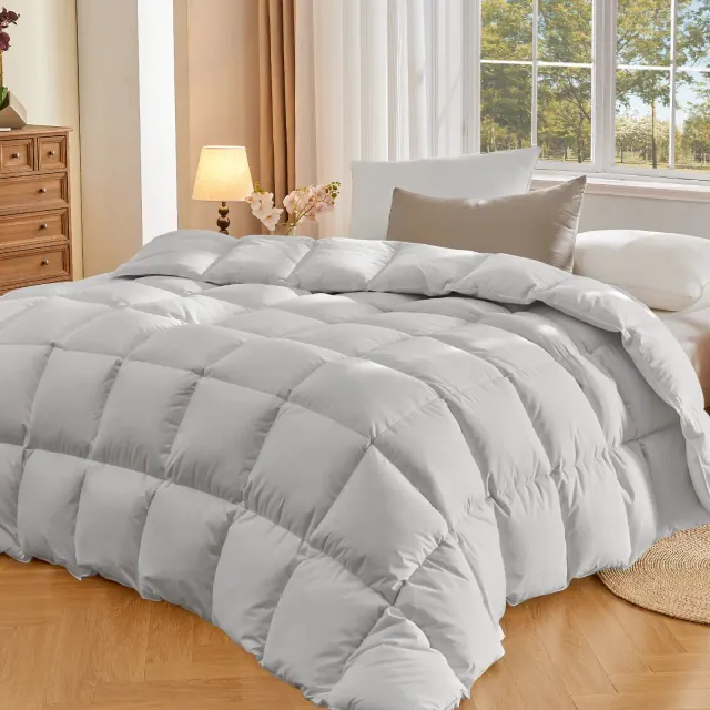 Inhand Down Feather Comforter King Size - All Season Luxury Duvet Insert, Warm Fluffy Comforter with Cotton Blend Cover