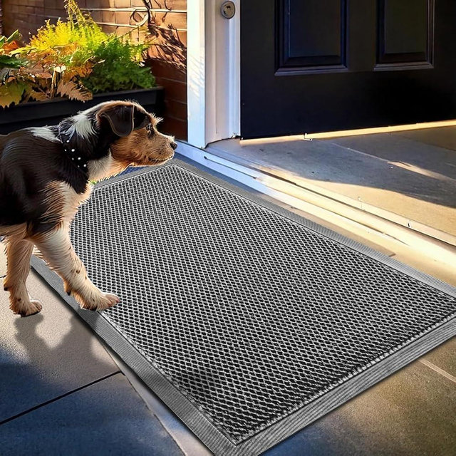 Muddy Mat® Mesh Door Mat Heavy-Duty Quick-Dry Floor Mat, Sand & Dirt Trapper for Indoor & Outdoor, Ideal for Entrance, Mudrooms, Patios & Garages, Low-Profile, Non-Slip, Washable – Grey 32"x60"x0.4"