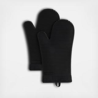 Ribbed Soft Silicone Oven Mitt, Set of 2