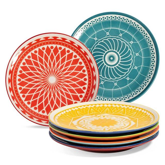 Annovero Dessert Plates/Saucers, Set of 6 Porcelain Plates, 6 Inch Diameter