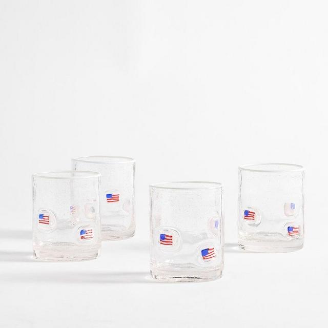 American Flag Icon Drinking Glasss, Set of 4 - Red/Blue