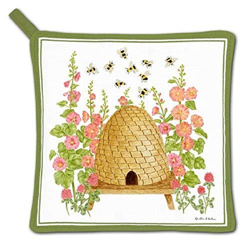Bee Skep and Honeybees Kitchen Pot Holder Cotton