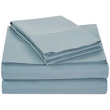AmazonBasics Light-Weight Microfiber Sheet Set - King, Spa Blue