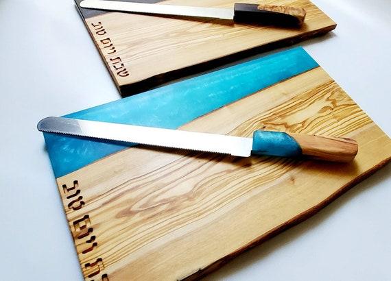 Olive wood and resin challah board