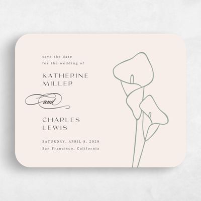Beige Rounded Wedding Save the Date - Calle Landscape