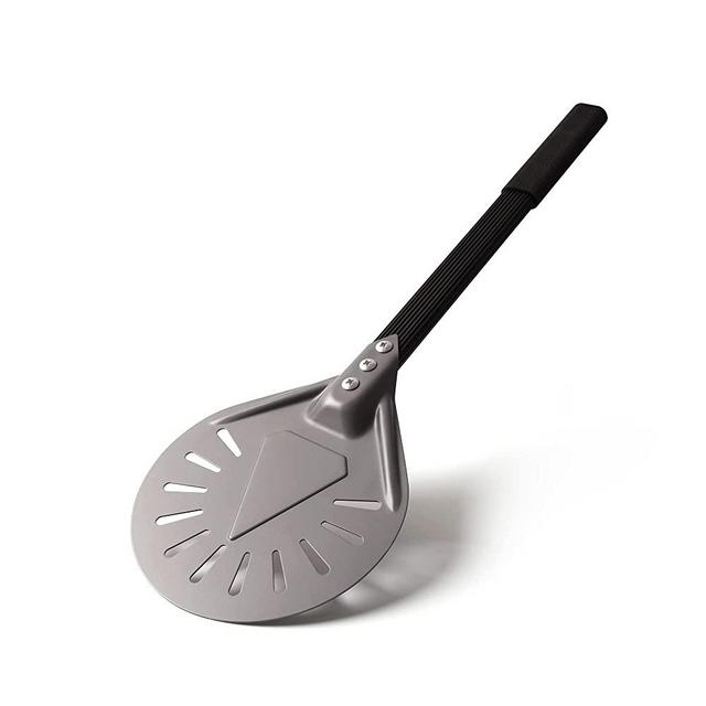 Pizza Turning Peel, 8 Inch Round Aluminum Perforated Pizza Peel Turner with Metal Handle Pizza Paddle for Homemade Pizza Oven Accessories