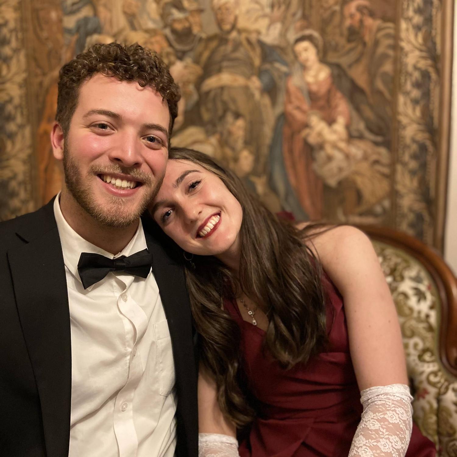 at a masquerade ball :) (where Mary first learned that Joe dances like a dad)
