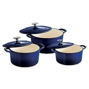 Tramontina® Gourmet Cast Iron Series 1000 Covered Round Dutch Ovens in Cobalt Blue