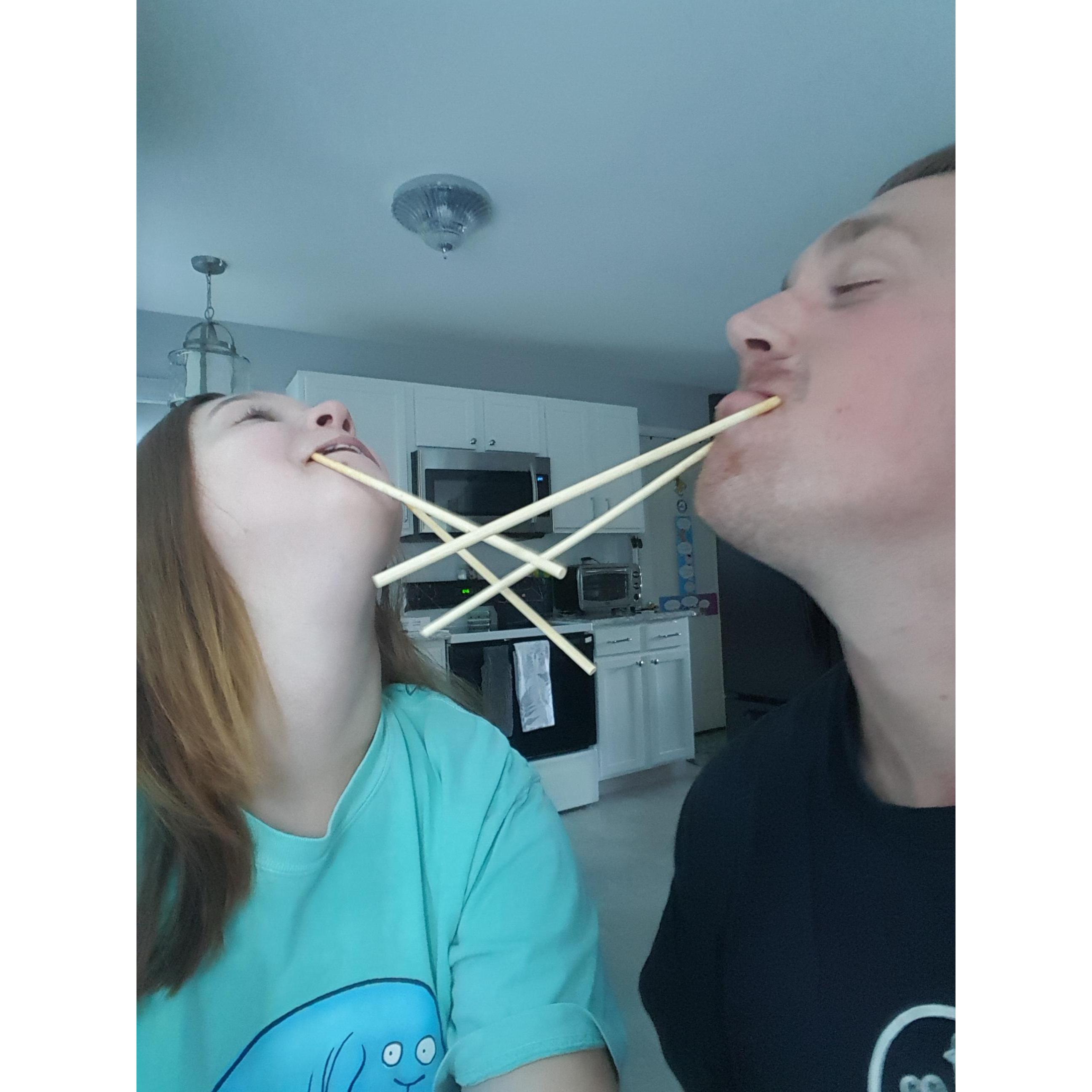 Chopstick walruses after chinese food
