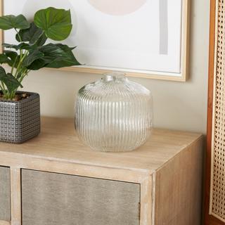 Ribbed Glass Fluted Short Vase