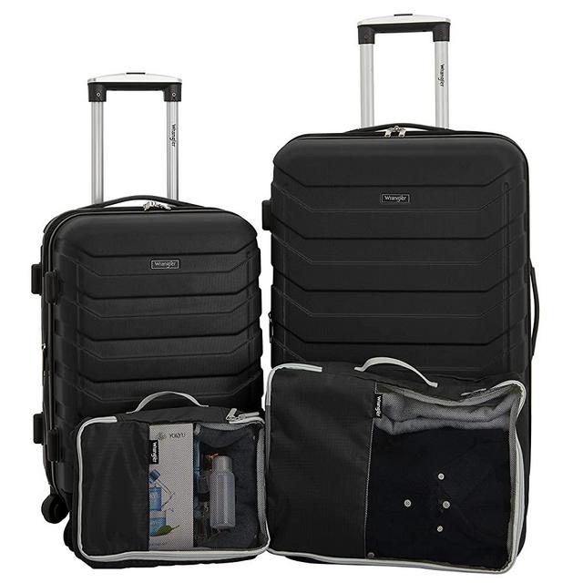 Wrangler 4 Piece Luggage and Packing Cubes Set, Black