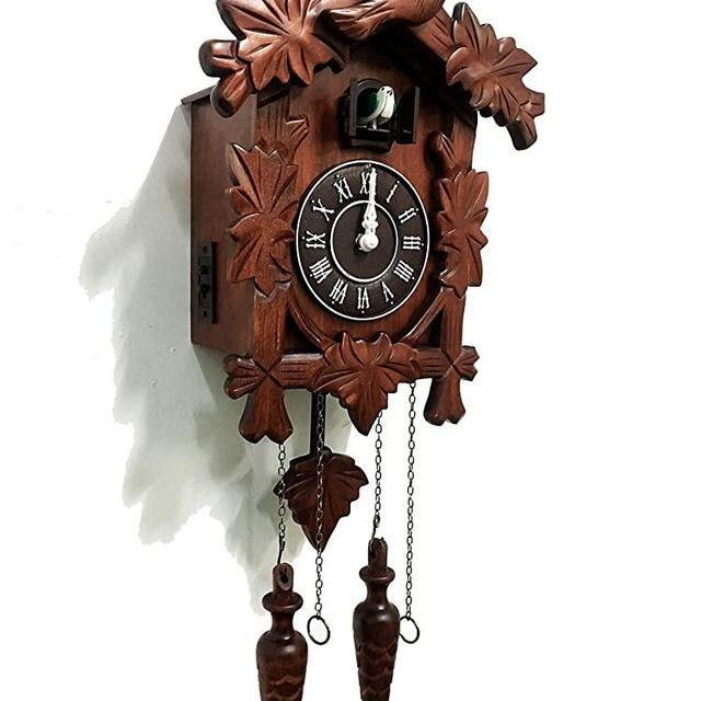 Rylai Vintage Wall Clock Handcrafted Wood Cuckoo Clock-N.DIM. 13x9.5 in