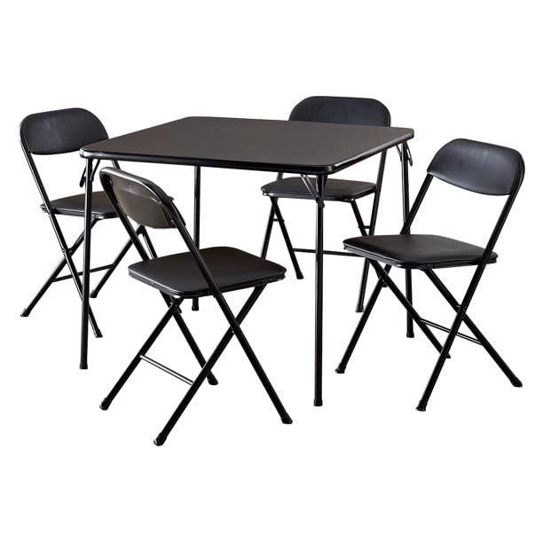 MSTICKER 5-Piece Card Table Set, Black