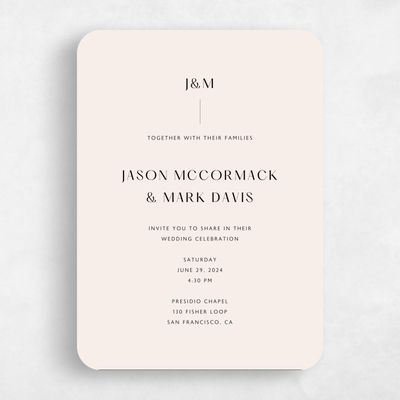 Beige Rounded Wedding Invitation - Corinth Portrait