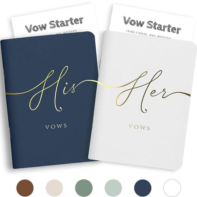 LSSH GmbH Wedding Vow Books His and Hers | Elegant Soft Touch with Gold Foil Engraving | 28 Blank Pages | Wedding Registry Must-Haves and Gift Ideas | Capture Your Special Moments (Navy & White)