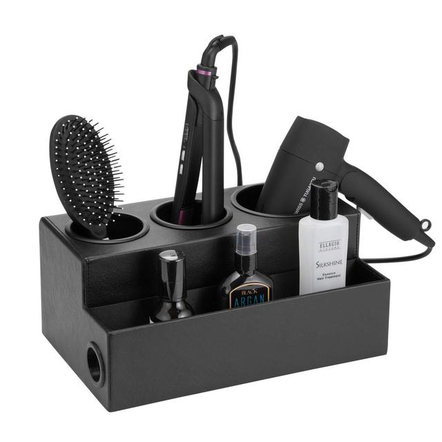 JackCubeDesign Hair Dryer Holder Hair Styling Product Care Tool Organizer Bath Supplies Accessories Tray Stand Storage Bathroom Vanity Countertop with 3 Holes(Black) – :MK154C