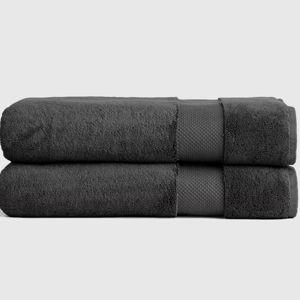 Turkish Ultra Luxe Plush Bath Sheet (Set of 2) - Charcoal