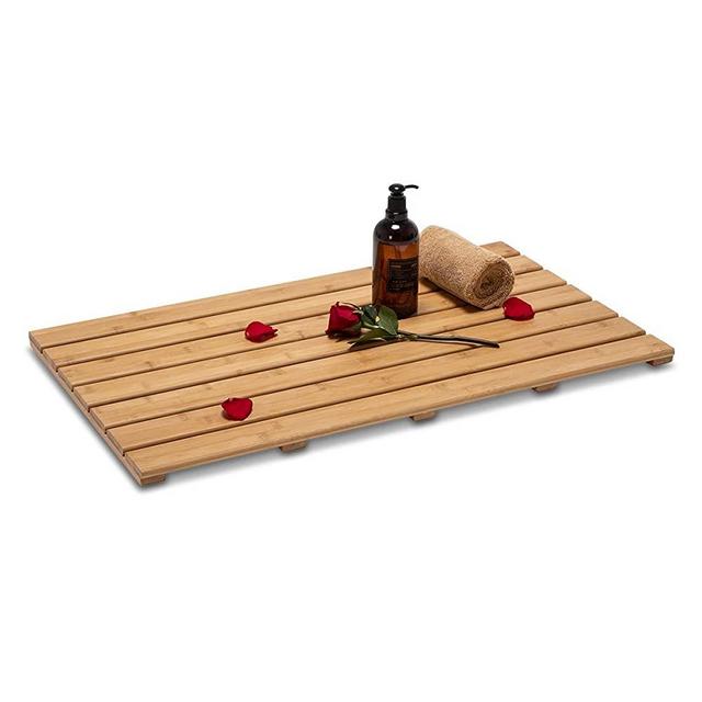 GOBAM Extra Large Bamboo Shower Mat Bath Mat for Bathtub Spa Relaxation, Non-Slip Bathroom Floor Mat for Indoor or Outdoor, 31.5 x 18.35inches
