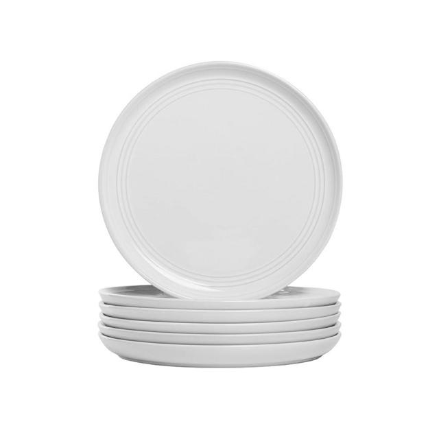 Double Line 8.25" Salad Plate, Set of 6, White
