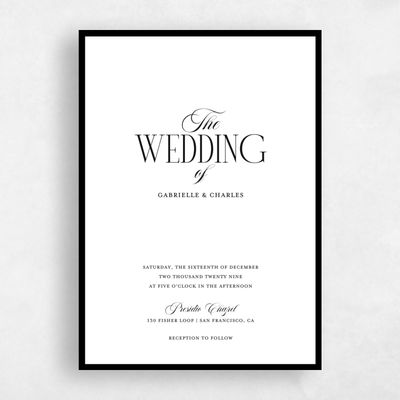 White Wedding Invitation - Ford Portrait