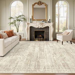 Washable Rug, Distressed Persian Rugs for Living Room, Stain resistant Abstract Area Rugs - Beige