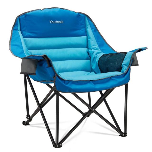 Youtanic Oversized Camping Chair, Portable Folding Camping Chairs with Side Pocket, Cup Holder and Carry Bag, Heavy Duty Outdoor Camping Chairs for Adults, Fishing, Sports, Trip, up to 400lbs, Style 1