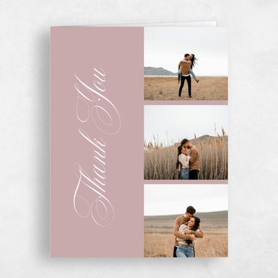 Grayed Mauve, Pink Wedding Thank You - Jade Multiphoto