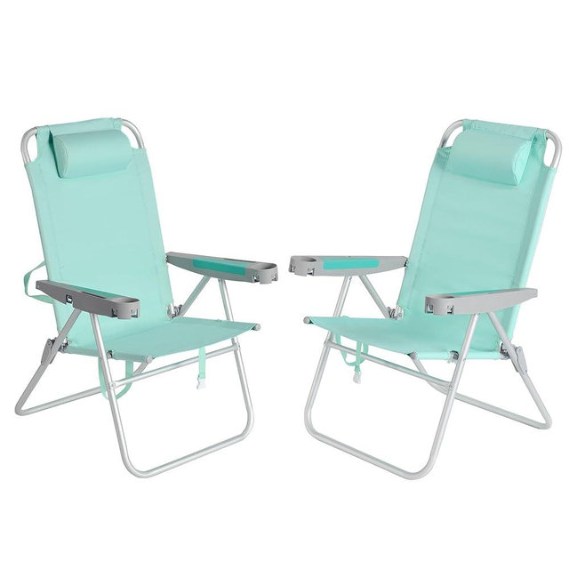 SUNNYFEEL 17" Tall Oversized Beach Chairs 2 Pack for Adults Heavy Duty 500 LBS, 5 Position, Portable High Folding Camping Chair with Cup Holder for Outdoor/Lawn/Trip, Foldable Sand Chairs for Adults