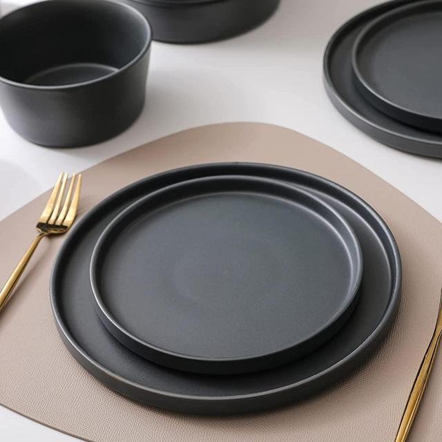 Stone Lain Celina Stoneware 32-Piece Dinnerware Set, 2B, Grey
