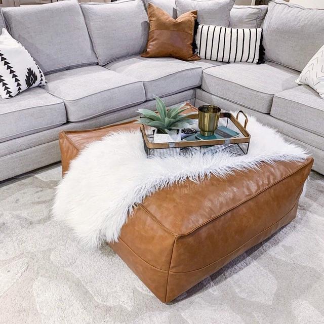Faux Leather Ottoman-Pouf