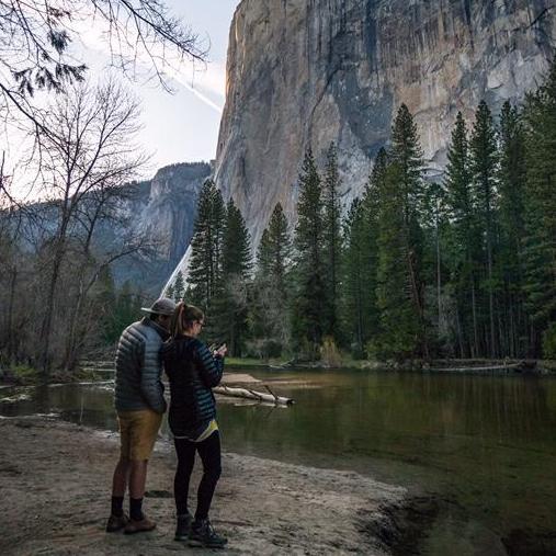 Merced River, El Cap in the distance, Yosemite, 2017