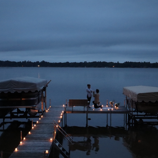 He FINALLY popped the question at the Shemon Cabin with friends & family waiting inside to celebrate!