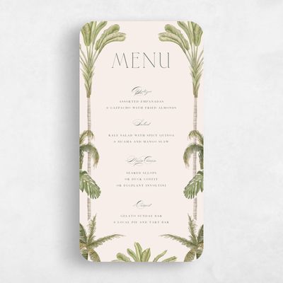 Beige Rounded Wedding Menu - Somrig