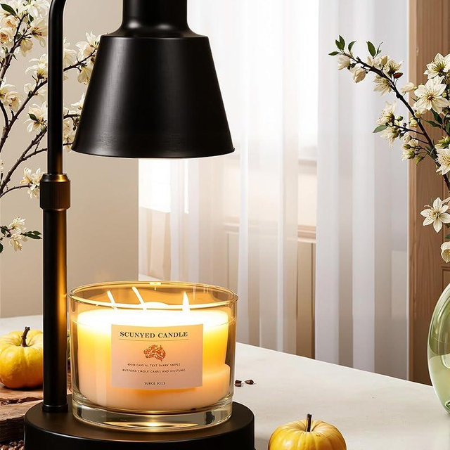 HONGZZI Candle Warmer Lamp with Timer - Adjustable Brightness & Height, 2 Free Bulbs Included | Wax Warmer Lamp for Jar Candles, Farmhouse & Home Decor Gift (Black)