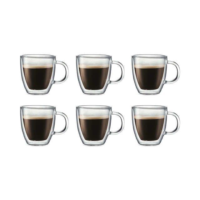 Bodum Bistro 10-Oz. Double-Wall Glass Mug, Set of 6