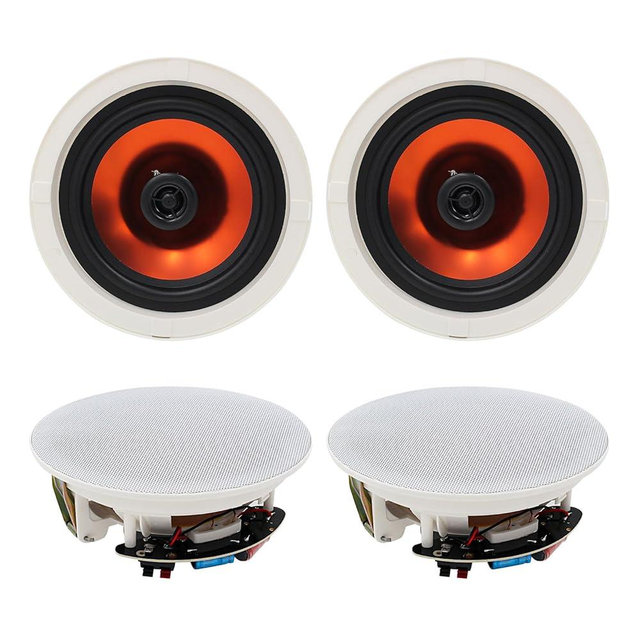 Herdio 4 Inch 480 Watts High Power Ceiling Speakers - Flush Mount, Crisp Sound for Home Theater, Living Room, Office, Kitchen & Covered Patio（2 Paris