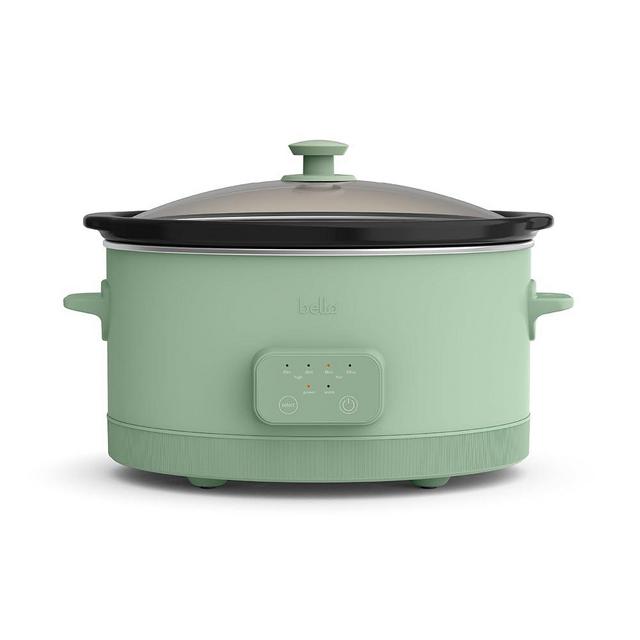 bella 6.0 Qt Programmable Slow Cooker, EverGood™ Ceramic Nonstick Coating, Adjustable Temperature & Cooking Times, Dishwasher Safe Stoneware Pot & Tempered Glass Lid, Tangle Free Cord Wrap, Seaglass